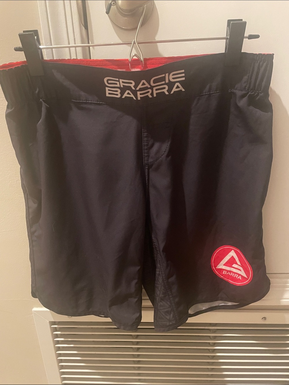 Gracie Barra Men's Black Athletic Shorts with Red Logo